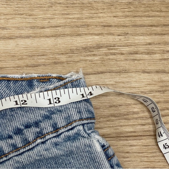 Vintage Orange Tab Levi’s Distressed Cut Off Midrise Denim Shorts Waist 28” - Picture 11 of 14